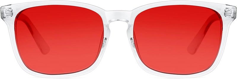 TIJN Sleep Glasses with Blue Green Light Blocking, Red Light Lens for Computer Gaming, Screen Fatigue & UV Protection - Image 1